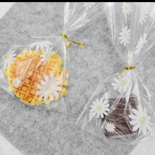 Miniatura 9 de souG 100 bolsas de celofán con fuelle pequeñas de margaritas blancas