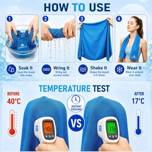 Miniatura 3 de YQXCC Paquete de 4 toallas refrescantes de 40 x 12 pulgadas, toallas de hielo de microfibra para cuello y cara, trapos suaves y transpirables para 2