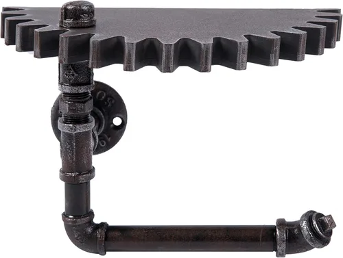 Miniatura 5 de MyGift Estante de tubo industrial, estante flotante de metal, soporte de papel higiénico montado en la pared, estante colgante con diseño