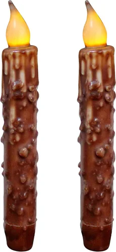 Miniatura 19 de CVHOMEDECO. Velas de cera real sumergidas a mano, funciona con pilas, temporizador, velas cónicas sin llama primitivas del país, 6-3/4 pulgadas