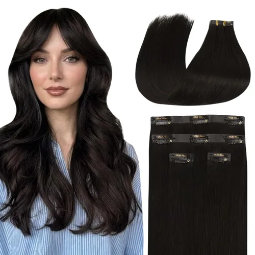 Miniatura 55 de Full Shine Extensiones de cabello humano con pinzas, cabello humano Remy invisible para mujer, color rubio platino, 20 pulgadas, 8 unidades, 4.23 oz