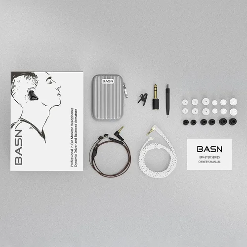 Miniatura 6 de BASN Bmaster - Auriculares triples con dos cables desmontables aptos para ingeniero de audio, músico (negro)