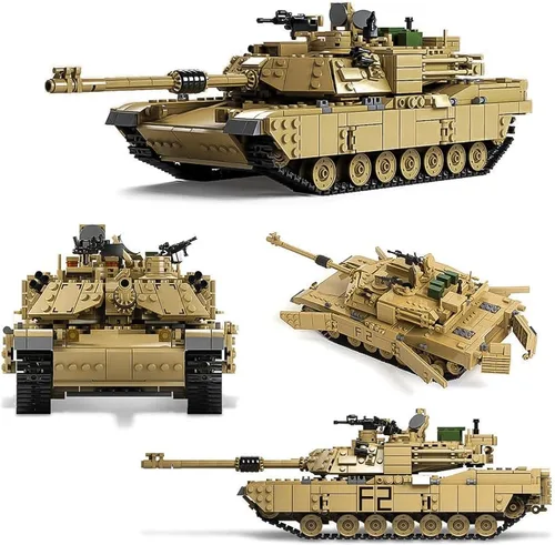 Miniatura 6 de M1A2 Abrams - Juego de construcción de tanques, modelo militar moderno a escala 1:28 con figuras de soldado, tanque 2 en 1 y vehículo blindado