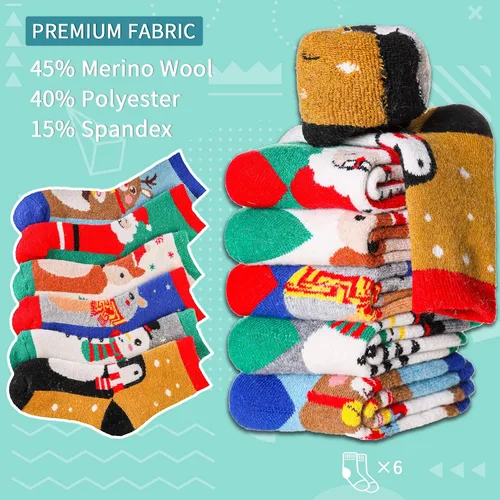 Miniatura 5 de Eocom 6 pares de calcetines de invierno cálidos de lana para niños y niñas