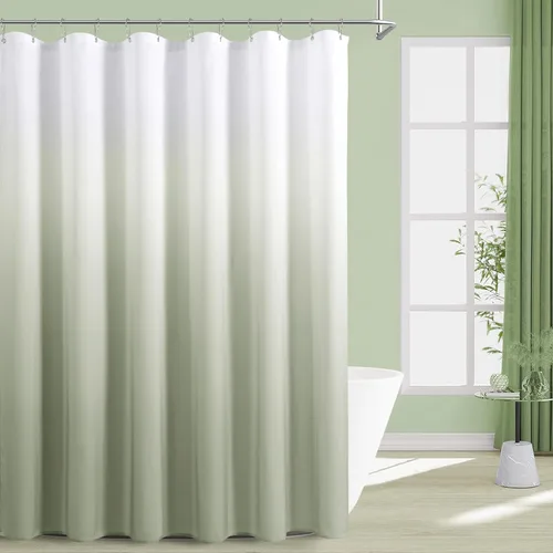 Miniatura 20 de Cortinas de ducha negras para baño, juego de cortinas de ducha de tela texturada ombre, lujo de hotel y spa con 12 ganchos, lavable a máquina