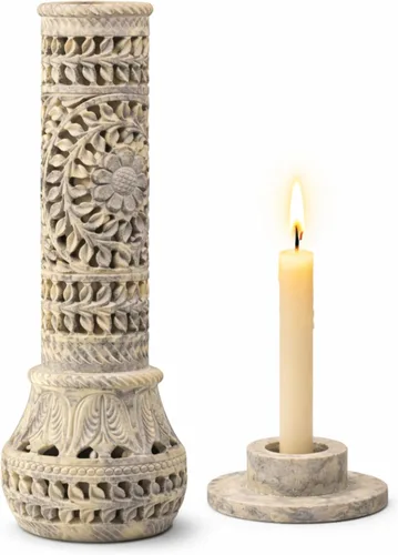 Miniatura 7 de Carry Me Soporte para varillas de incienso de esteatita de mármol, quemador de velas, soporte para velas de té, torre de botella perfecta hecha a