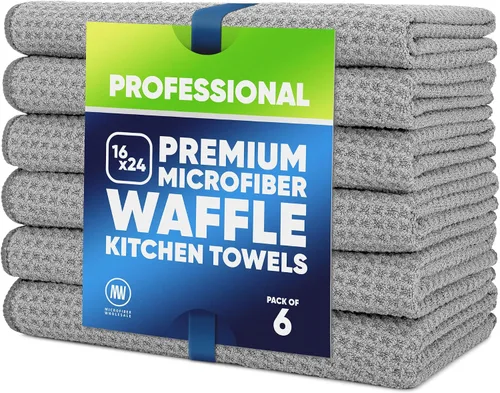 Toallas de Cocina - Toallas de Microfibra con Tejido de Waffle | Absorbentes, Sin Pelusas, Gruesas, Reutilizables, Comerciales, Suaves, para Manos,