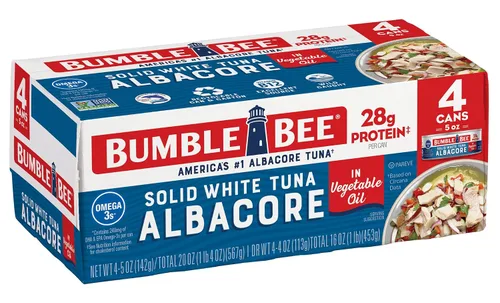 Miniatura 30 de Bumble Bee - Atún blanco sólido en aceite, lata de 12 onzas, atún capturado en estado salvaje, 0.74 oz de proteína por porción, alto en omega-3, sin