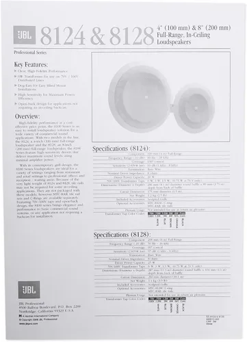 Miniatura 8 de JBL 8128 Altavoz de techo de gama completa (4 altavoces)