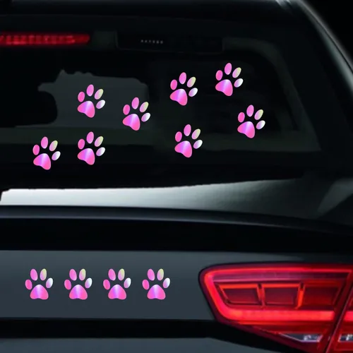 Miniatura 12 de Juego de 12 calcomanías de vinilo con estampado de patas de perro, calcomanías de vinilo para ventana de coche, laptop, motocicleta, camión, Plata