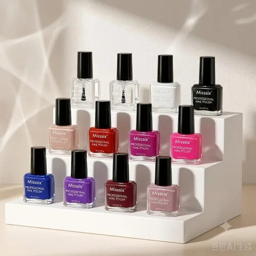 Miniatura 6 de Misssix 12 Pcs Nail Polish Set 10 Colors with Base Coat and Top Coat, Quick Dry Nail Polish, Mini Nail Lacquer Strengthening Manicure DIY Nail Art