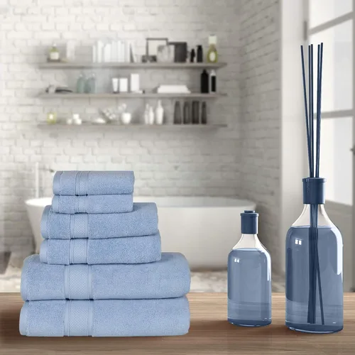 Miniatura 5 de NOVA Luxury Linen - Juego de toallas turcas de calidad hotelera para baño (juego de 6 piezas de toallas, azul cielo)