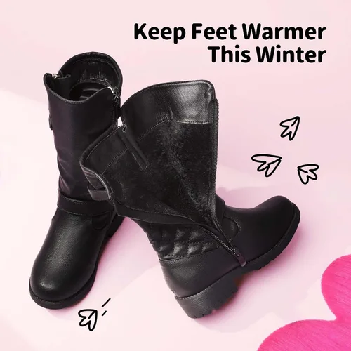 Miniatura 4 de DREAM PAIRS Girls Knee High Winter Motorcycle Riding Boots