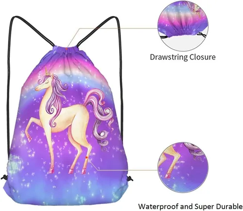 Miniatura 5 de Beabes Acuarela Unicornio Cordón Bolsas Mochila Gimnasio Saco, Multi-a66, Mochilas de viaje