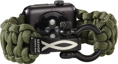 Miniatura 18 de Correa de paracord Savior Survival Gear, compatible con Apple Watch de 49/45/44/42/41/40/38 mm, correa de iWatch Series Ultra 10 9 8 7 6 5 4 3 2 1