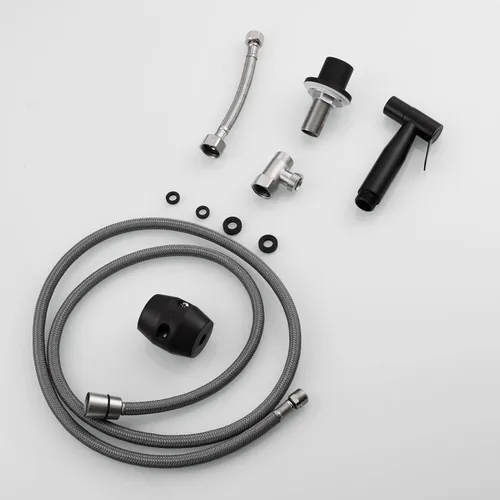 Miniatura 6 de CIENCIA Juego de rociadores laterales para fregadero de cocina, cabezal de pulverización extraíble de acero inoxidable con manguera y soporte, Negro