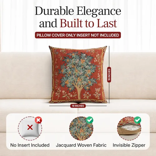 Miniatura 2 de Fundas de almohada decorativas Charlotte Home Furnishings para sofá de 19x19 pulgadas, fundas de almohada rojas con árbol decorativo para cama