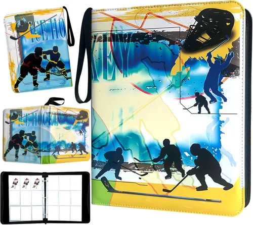 Carpeta de tarjetas de hockey con 900 bolsillos, soporte para tarjetas coleccionables con 50 fundas extraíbles para 900 tarjetas deportivas, álbum