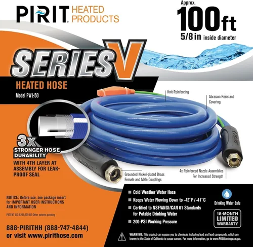 PIRIT Manguera de agua térmica para RV, granja y hogar, control por termostato, protección contra congelación de -40 °F, apta para agua de bebida,