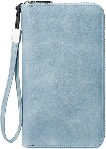 BOSTANTEN - Carteras de cuero para mujer, bloqueo de identificación por radio frecuencia (RFID), cierre de cremallera alrededor, tarjetero, cartera