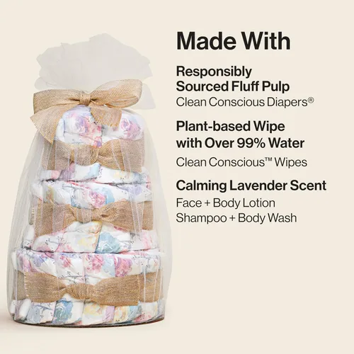 Miniatura 4 de The Honest Company Pañales para pastel de pañales para el cuidado personal del bebé, toallitas a base de plantas, flor de rosa, tamaño regular, 1