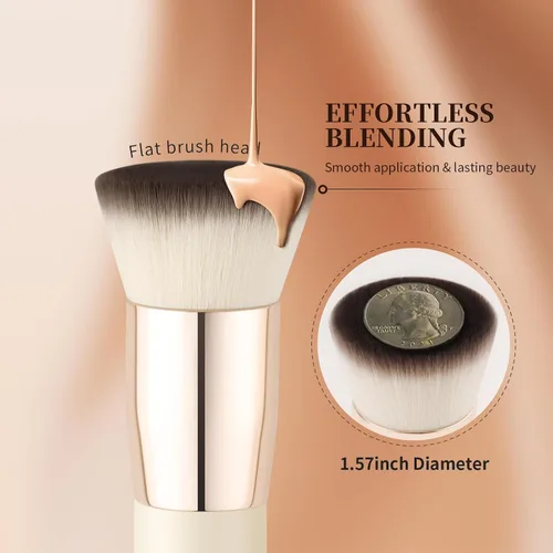 Miniatura 5 de DUcare Brocha para Base, Brocha Kabuki de Punta Plana Sintética Profesional para Maquillaje, Mezcla de Líquidos, Polvo Mineral, Pulido, Punteado