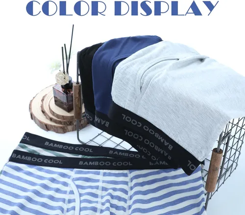 Miniatura 6 de BAMBOO COOL Ropa interior para hombre, paquete de calzoncillos bóxer de viscosa de bambú, suave, transpirable, ropa interior larga