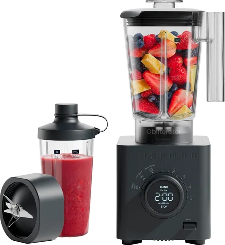Miniatura 12 de Chefman Obliterator - Licuadora de encimera de 48 onzas para batidos, motor de 1380 W para triturar hielo, nueces y frutas congeladas con cuchilla