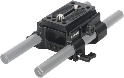 NICEYRIG Placa base de varilla de liberación rápida de 0.591 in para Manfrotto 500/501/577/701, placa base de trípode de cámara 2 en 1 - 493