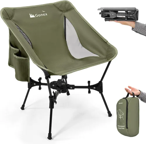 Gonex Silla de Camping Portátil, Silla Plegable Ultraligera Compacta de Mochilero de 5ª Generación Ligera Plegable para Campamento al Aire Libre
