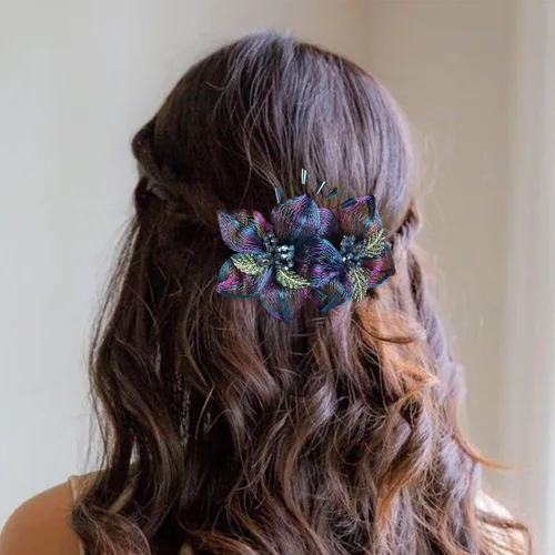 Miniatura 3 de Mistofu Pasadores de alambre de cobre de 3.93 pulgadas, tejido a mano, diseño de alto nivel, accesorios elegantes para el cabello, regalos