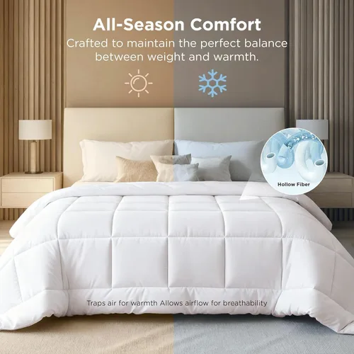 Miniatura 84 de Bedsure Relleno de edredón – Edredones acolchados tamaño King, edredón para todas las estaciones, ropa de cama alternativa de plumón suave, con 8