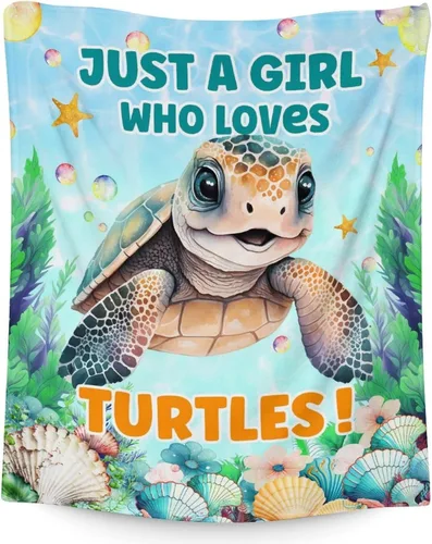 Manta de tortuga para regalo, manta de 40 x 30 pulgadas, cálida, acogedora, suave, manta de regalo de tortuga marina para niñas y niños, decoración