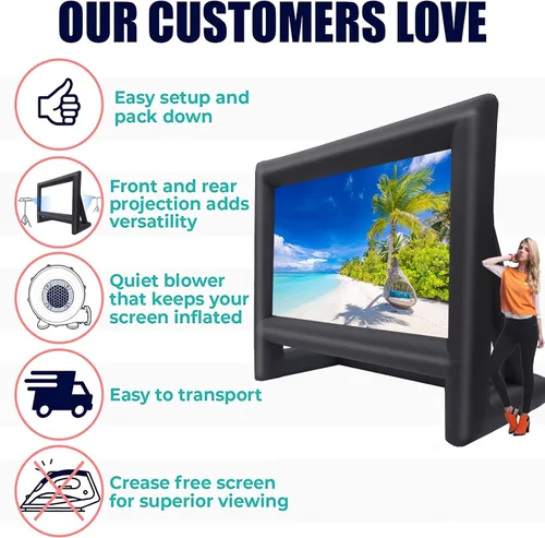 Miniatura 3 de GYUEM - Pantalla de proyector inflable para exteriores de 21 pies - Pantalla para inflar para TV y películas con ventilador, pantalla de proyección