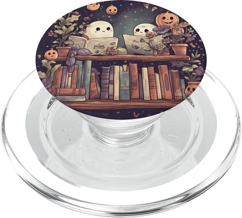 Libros de lectura de fantasmas lindos para Halloween, bibliotecario, amantes de los libros, PopSockets MagSafe PopGrip para iPhone