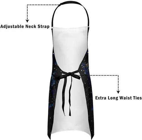 Miniatura 5 de Castle Fairy Mountain Moon Chef Apron,Starry Night Sky Apron 31"x26",Natural Landscape Painting Kitchen Aprons for Women Blue Beige Yellow