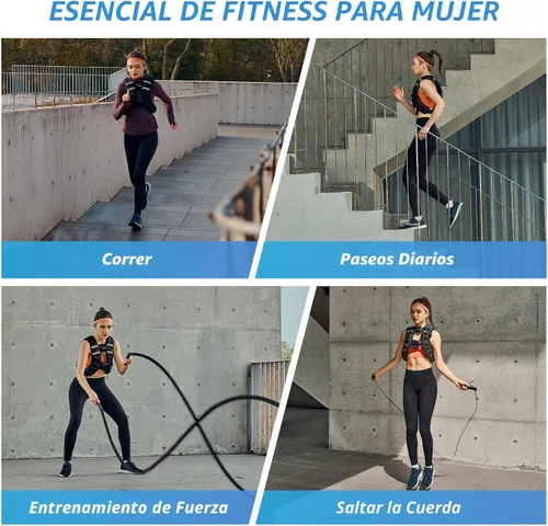 Miniatura 6 de ZELUS Chaleco con peso, chaleco de peso de 6 libras, 8 libras, 12 libras, 16 libras, 20 libras, 25 libras, 30 libras, con rayas reflectantes