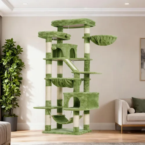 Miniatura 23 de Heybly Árbol para Gatos, Torre para Gatos Multinivel de 68 Pulgadas para Gatos de Interior, Condominio para Gatos con 2 Perchas de Felpa Ensanchadas