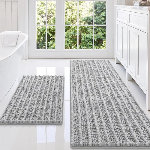 Miniatura 49 de Smiry Juego de 2 alfombras de baño, suaves y absorbentes, parte trasera de goma antideslizante, lavables a máquina, juego de alfombras de baño