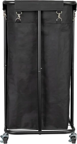 Miniatura 6 de Household Essentials Clasificador de ropa rodante de 2 bolsas, color negro Negro/Negro