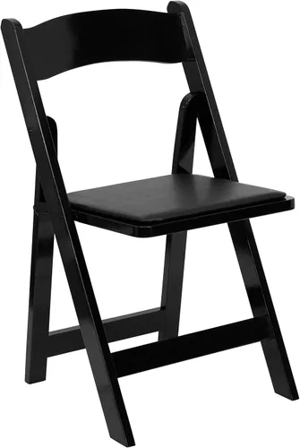 HERCULES™ silla plegable de madera blanca, con asiento acolchado, Vidrio, Negro
