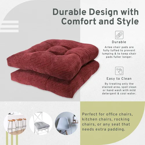 Miniatura 4 de Arlee Almohadillas antideslizantes para sillas, 2 unidades (paquete de 1), color rojo burdeos