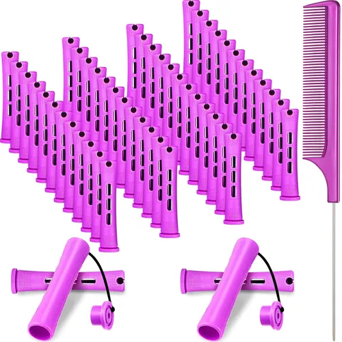 48 piezas de varillas para el cabello permanente, varillas cortas de onda fría, planchas de plástico para permanente, rulos de pelo con peine de