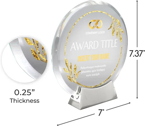 Miniatura 4 de Basic Fundamentals Placa redonda de cristal de platino personalizada, placa como premios y trofeos, placas para empleados de jubilación del mes