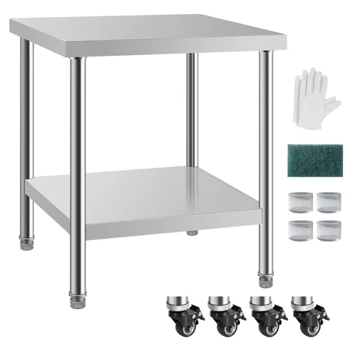 Miniatura 20 de NSF - Mesa de acero inoxidable para preparación y trabajo con ruedas de 24 x 12 pulgadas, mesa de cocina comercial de metal con estante inferior
