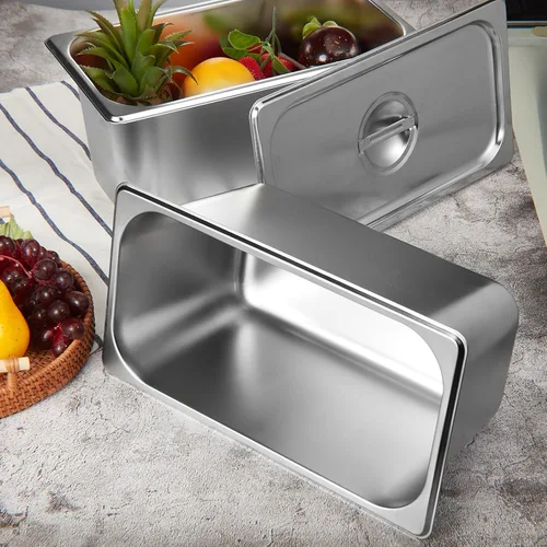 Miniatura 6 de Mifoci Paquete de 12 Sartenes de Acero Inoxidable para Hotel con Tapa, Tamaño 1/3 x 6 Pulgadas de Profundidad Suministros de Restaurante