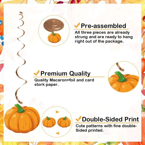 Miniatura 3 de 20 decoraciones colgantes de fiesta de otoño, decoraciones de fiesta de otoño de Hello Fall, recortes de camión de hojas de calabaza, adornos
