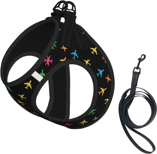 Miniatura 7 de Arnés de chaleco delantero para perro, patrón de avión de avión azul marino, correas ajustables a prueba de escape, solución de control para perros