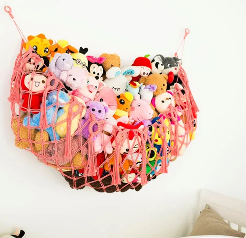 Miniatura 3 de Red grande para animales de peluche o hamaca para pared plana montada en la pared, hamaca de juguete de macramé hecha a mano, exhibición de felpa