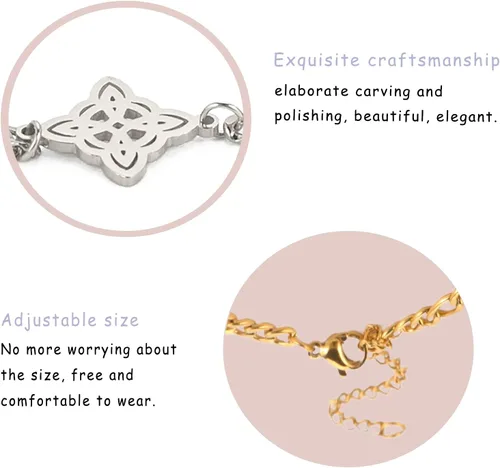 Miniatura 17 de Pulsera de nudo de bruja, nudo celta, símbolo de Wicca pagana, nudo mágico, pulsera de joyería de brujería, pulsera de acero inoxidable ajustable